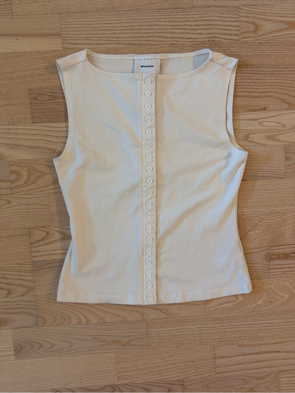NWT Reformation Julie Knit Sleeveless Cream Button-Front Tank Top